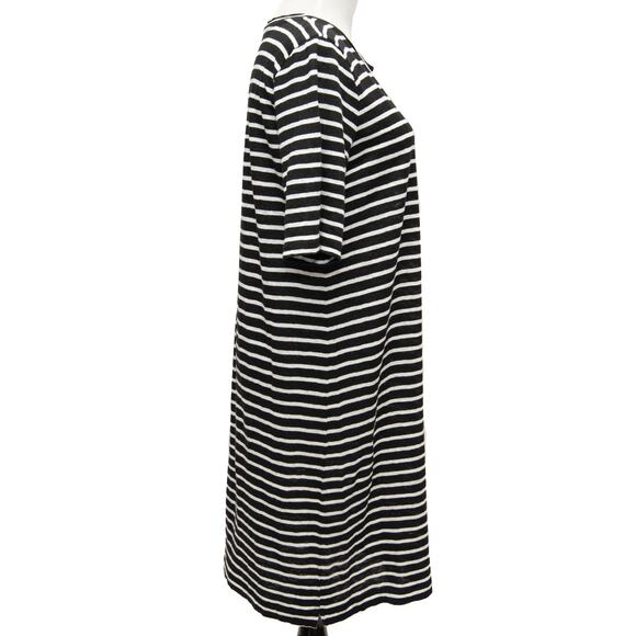 Eileen Fisher Black White Striped Knit Organic Linen Dress Size Small - Picture 5 of 10